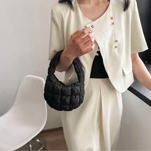 NWOT No Brand Mini Puffy Quilted Tote Bag in Black